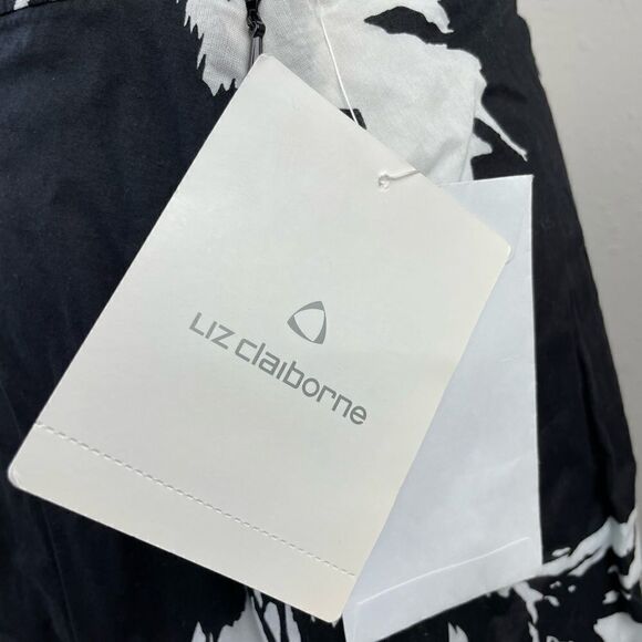 NWT Liz Claiborne Black and White Floral Midi Skirt Size 8 - Picture 6 of 7